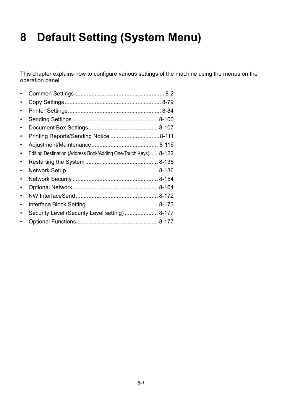 8 default setting (system menu), Default setting (system menu), 8 - default setting (system menu) | TA Triumph-Adler P-3020 MFP User Manual | Page 207 / 481