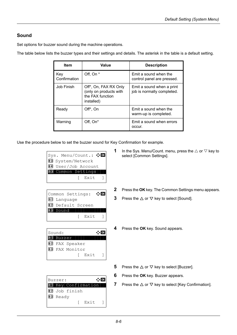 Sound | TA Triumph-Adler P-3020 MFP User Manual | Page 212 / 481