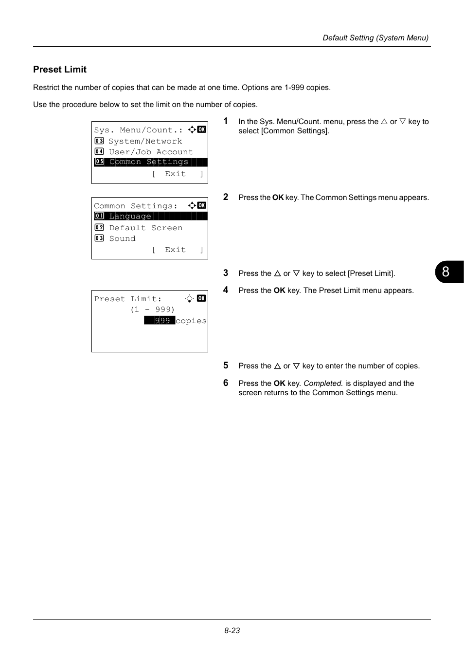 Preset limit | TA Triumph-Adler P-3020 MFP User Manual | Page 229 / 481