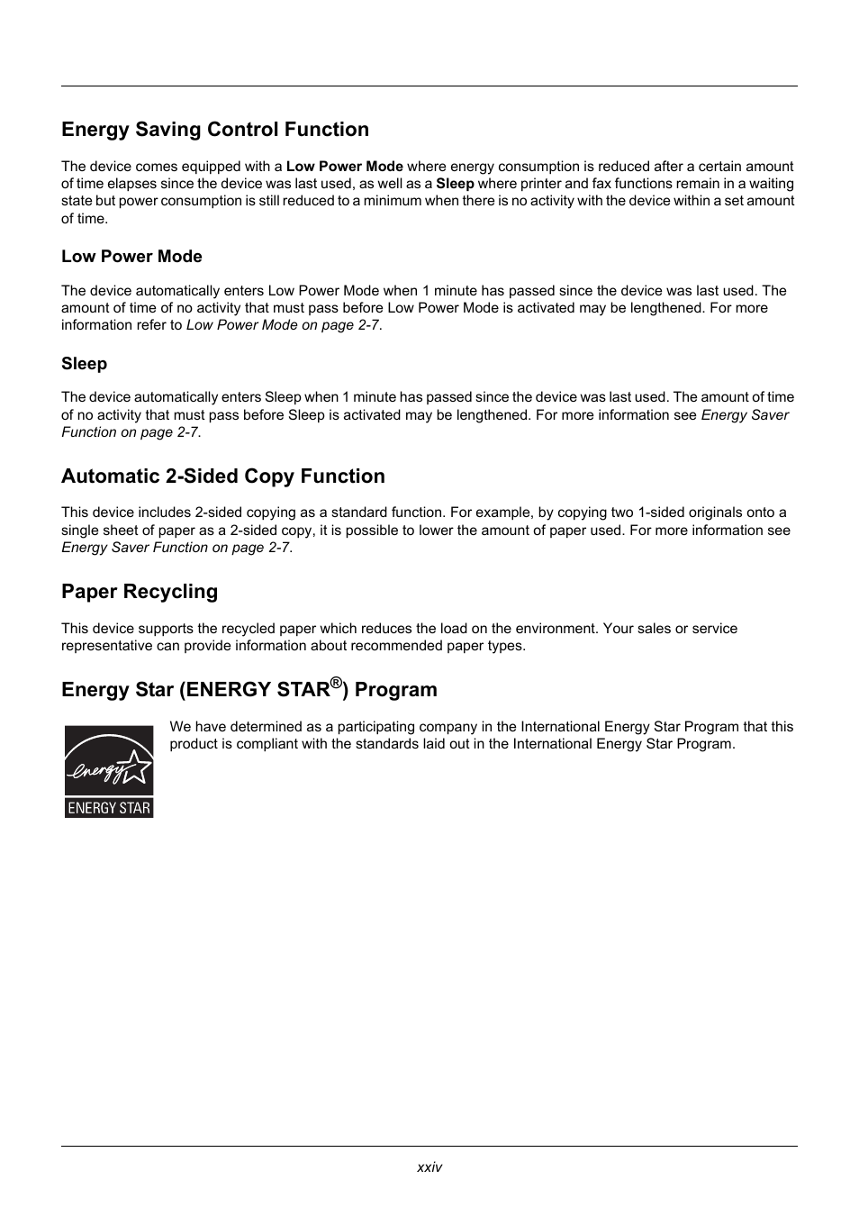 Energy saving control function, Automatic 2-sided copy function, Paper recycling | Energy star (energy star®) program, Energy star (energy star, Program | TA Triumph-Adler P-3020 MFP User Manual | Page 26 / 481