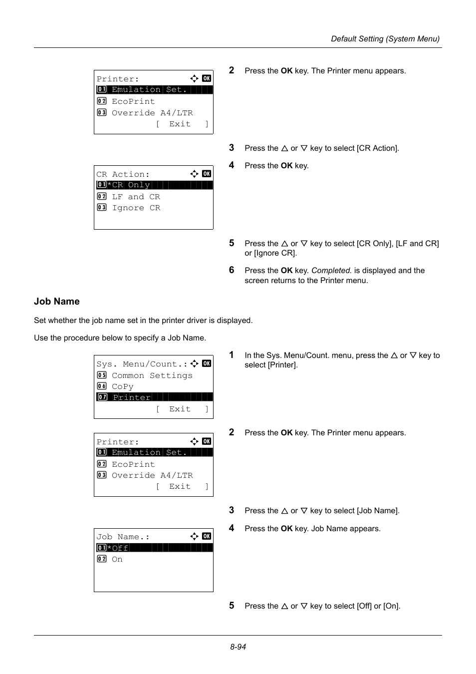 Job name, Job name …8-94 | TA Triumph-Adler P-3020 MFP User Manual | Page 300 / 481