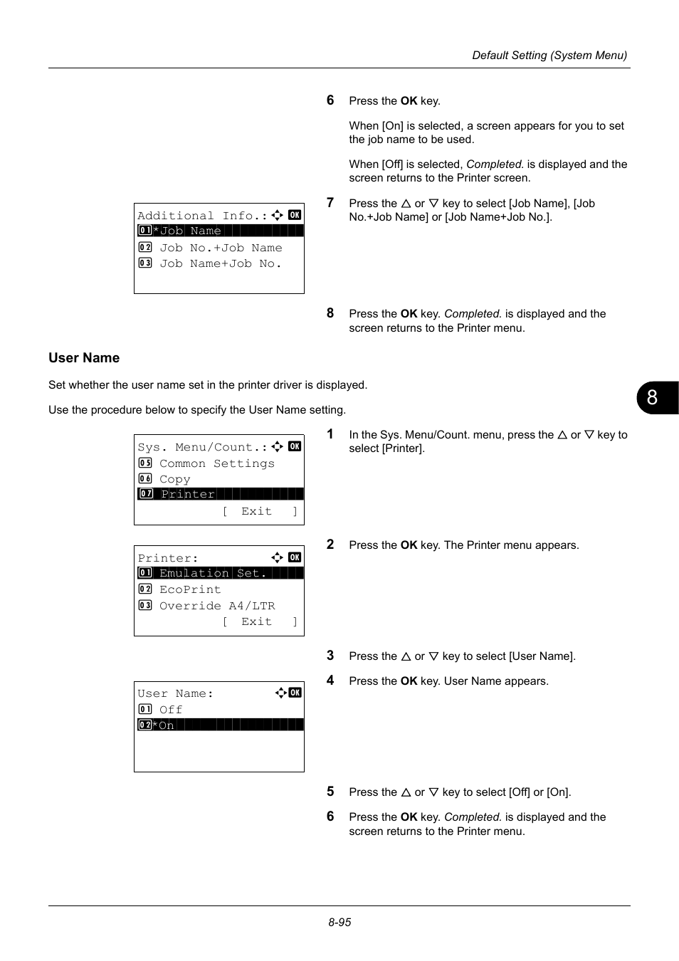 User name, User name …8-95 | TA Triumph-Adler P-3020 MFP User Manual | Page 301 / 481