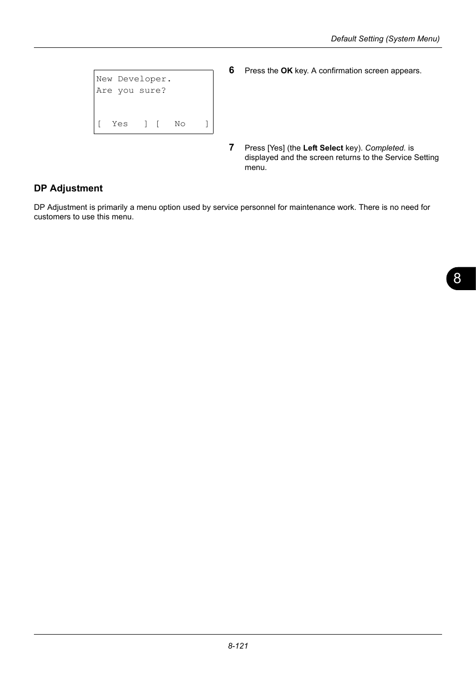 Dp adjustment, Dp adjustment -121 | TA Triumph-Adler P-3020 MFP User Manual | Page 327 / 481