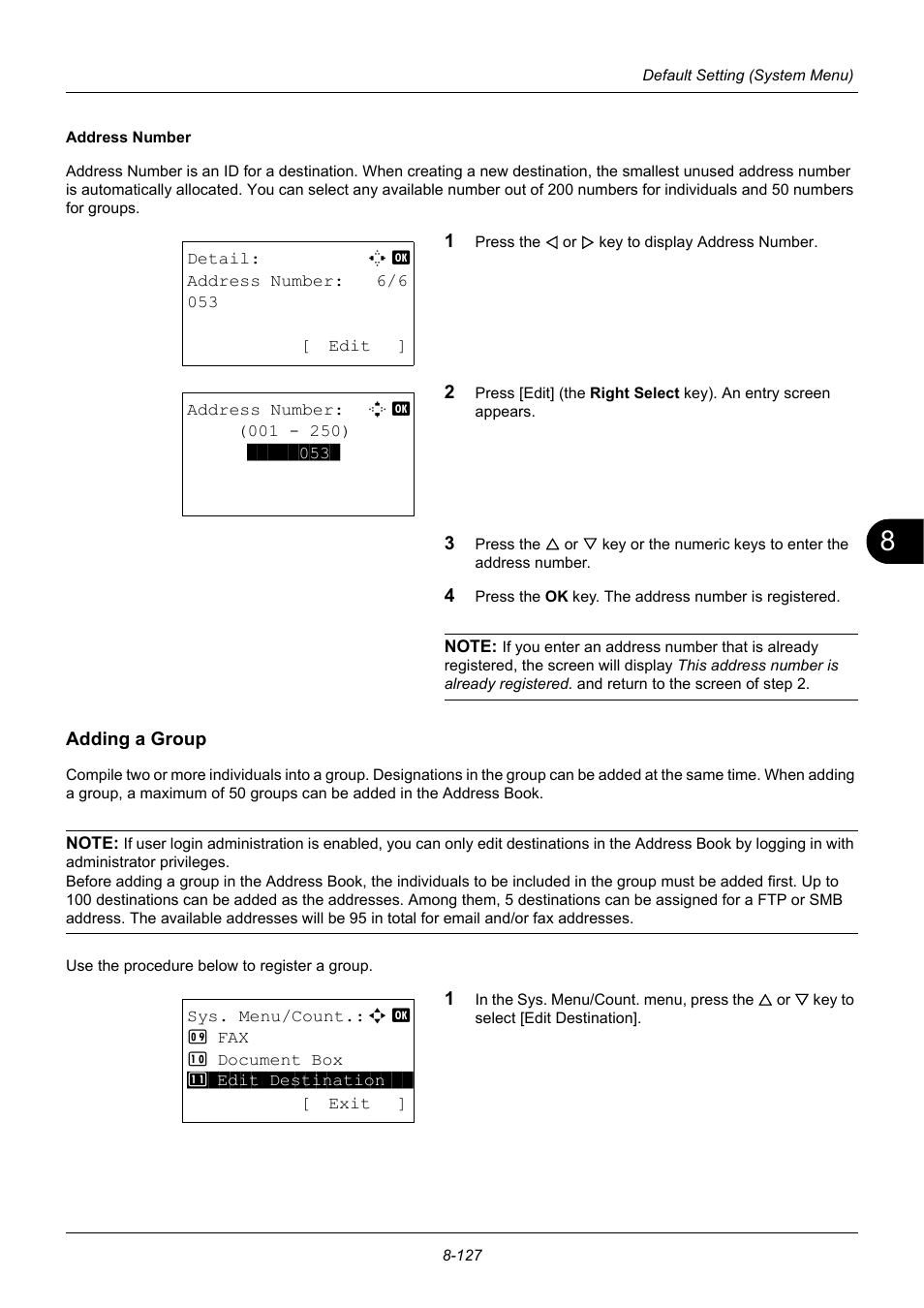 Adding a group | TA Triumph-Adler P-3020 MFP User Manual | Page 333 / 481
