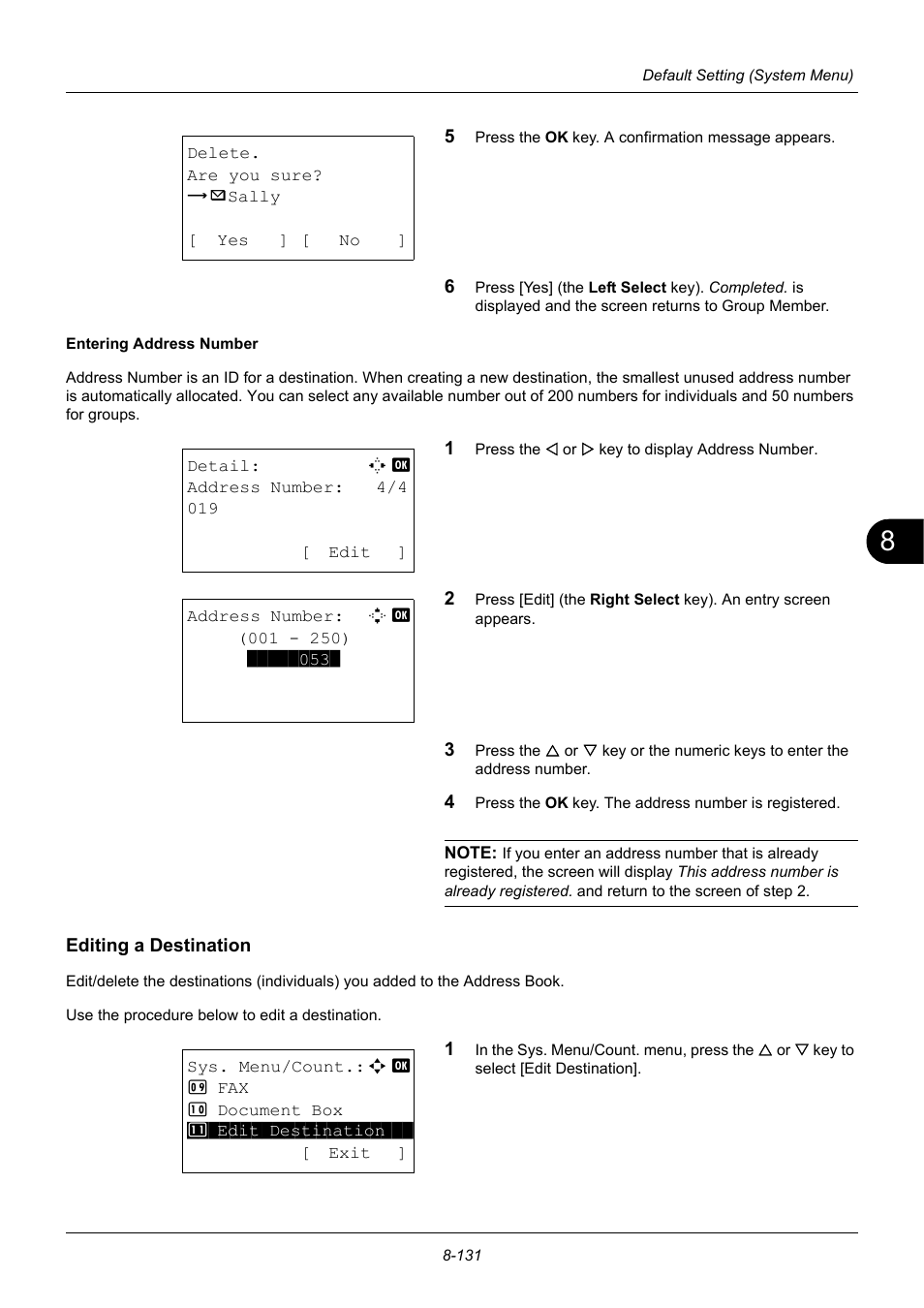 Editing a destination | TA Triumph-Adler P-3020 MFP User Manual | Page 337 / 481