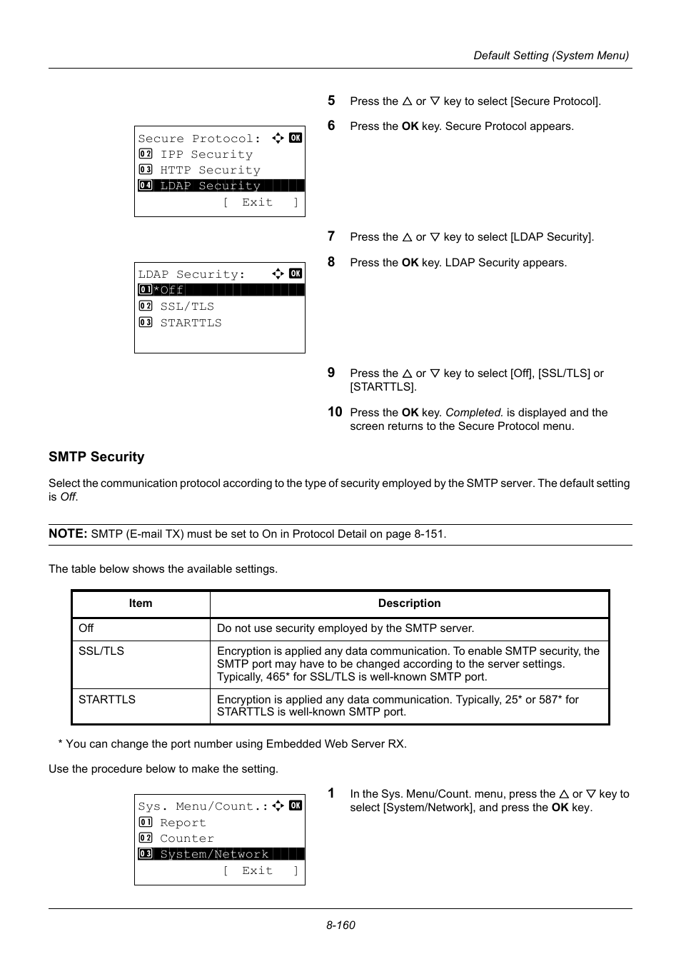 Smtp security | TA Triumph-Adler P-3020 MFP User Manual | Page 366 / 481
