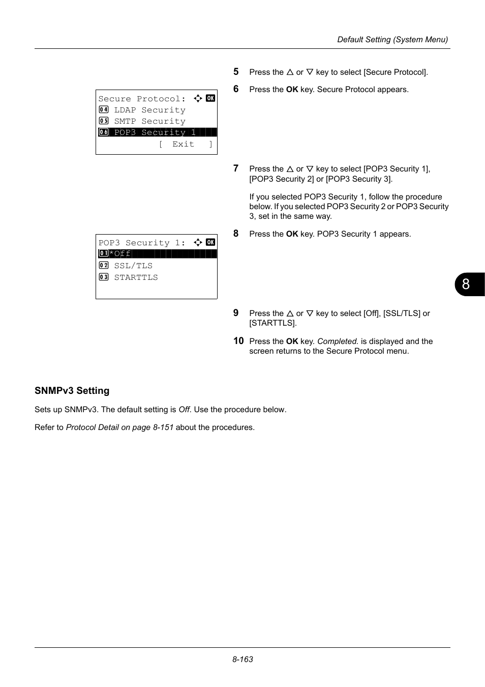 Snmpv3 setting | TA Triumph-Adler P-3020 MFP User Manual | Page 369 / 481