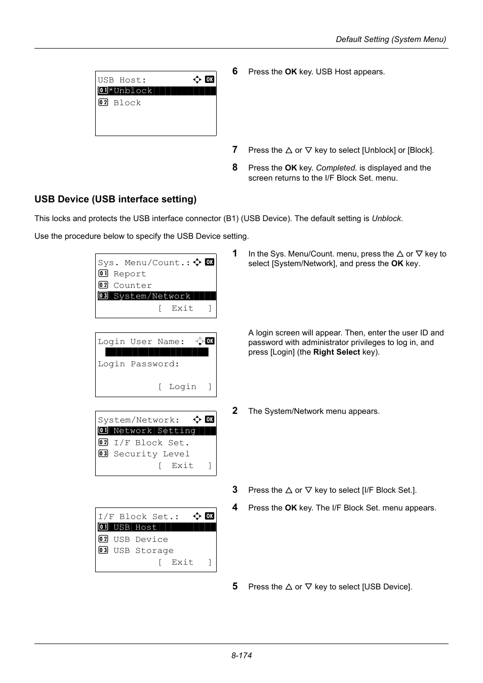 Usb device (usb interface setting) | TA Triumph-Adler P-3020 MFP User Manual | Page 380 / 481