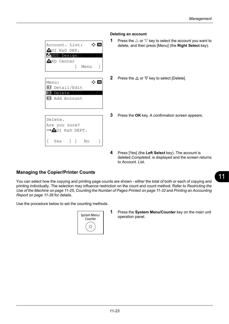 Managing the copier/printer counts | TA Triumph-Adler P-3020 MFP User Manual | Page 431 / 481