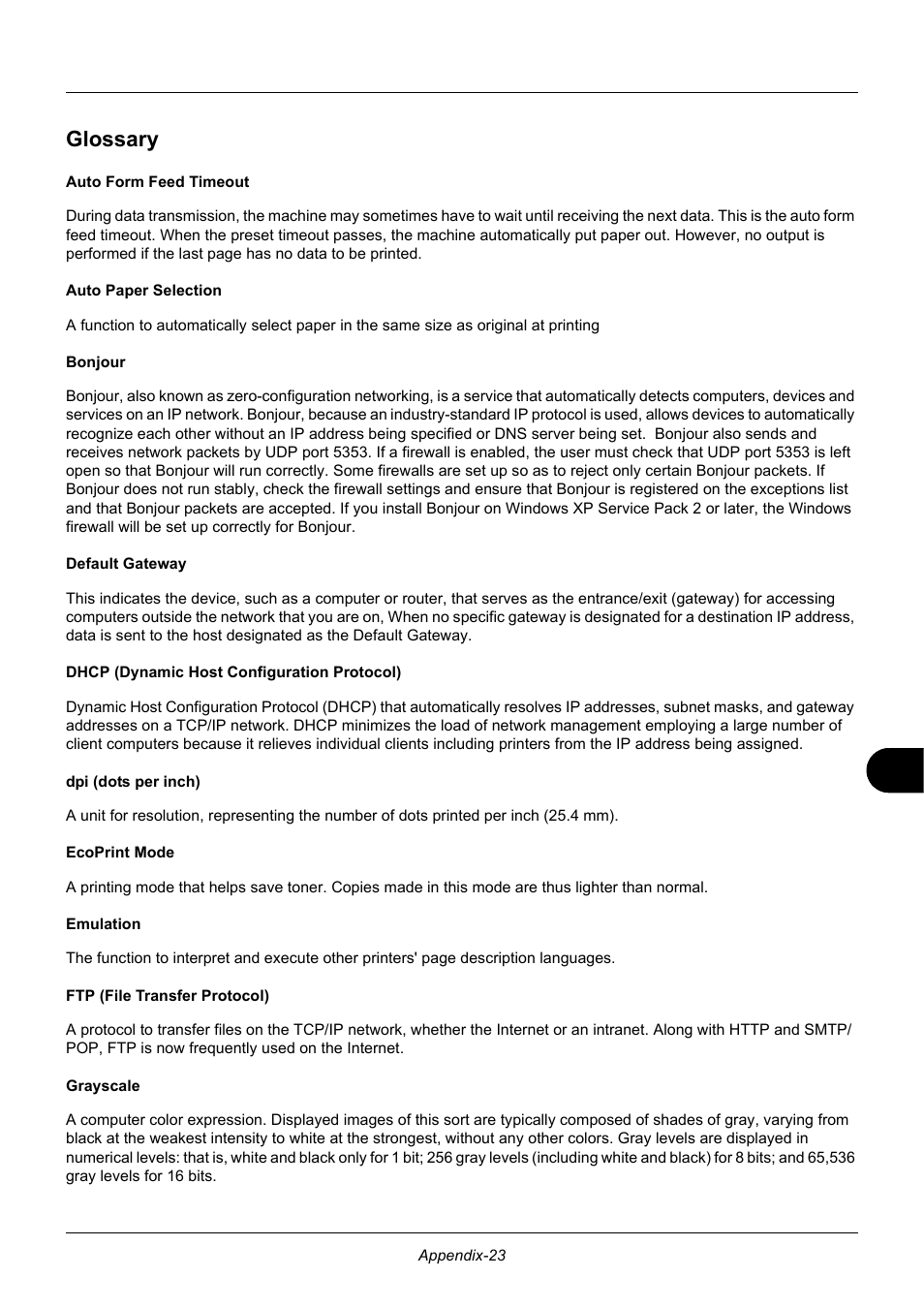 Glossary | TA Triumph-Adler P-3020 MFP User Manual | Page 469 / 481