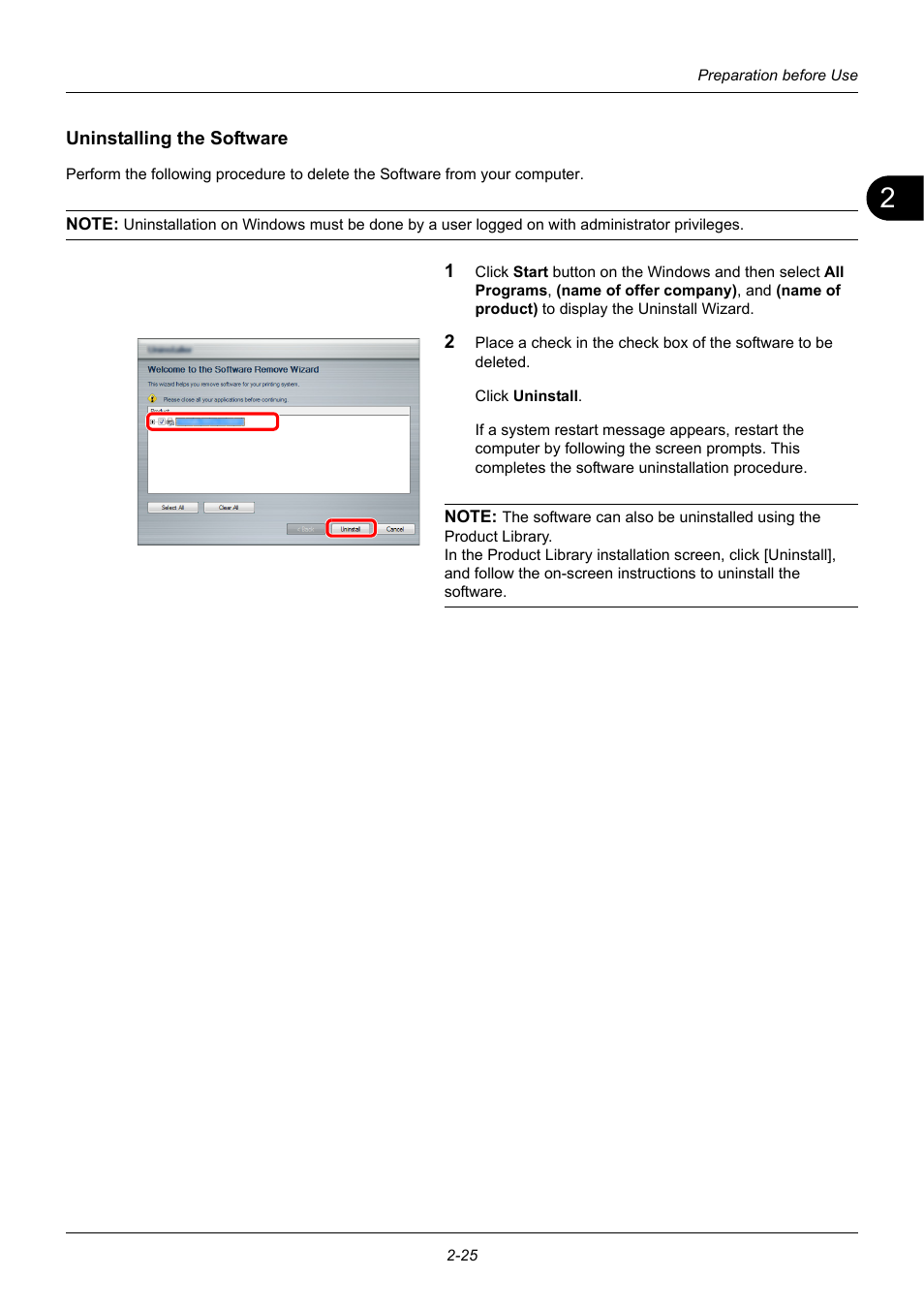 Uninstalling the software | TA Triumph-Adler P-3020 MFP User Manual | Page 59 / 481