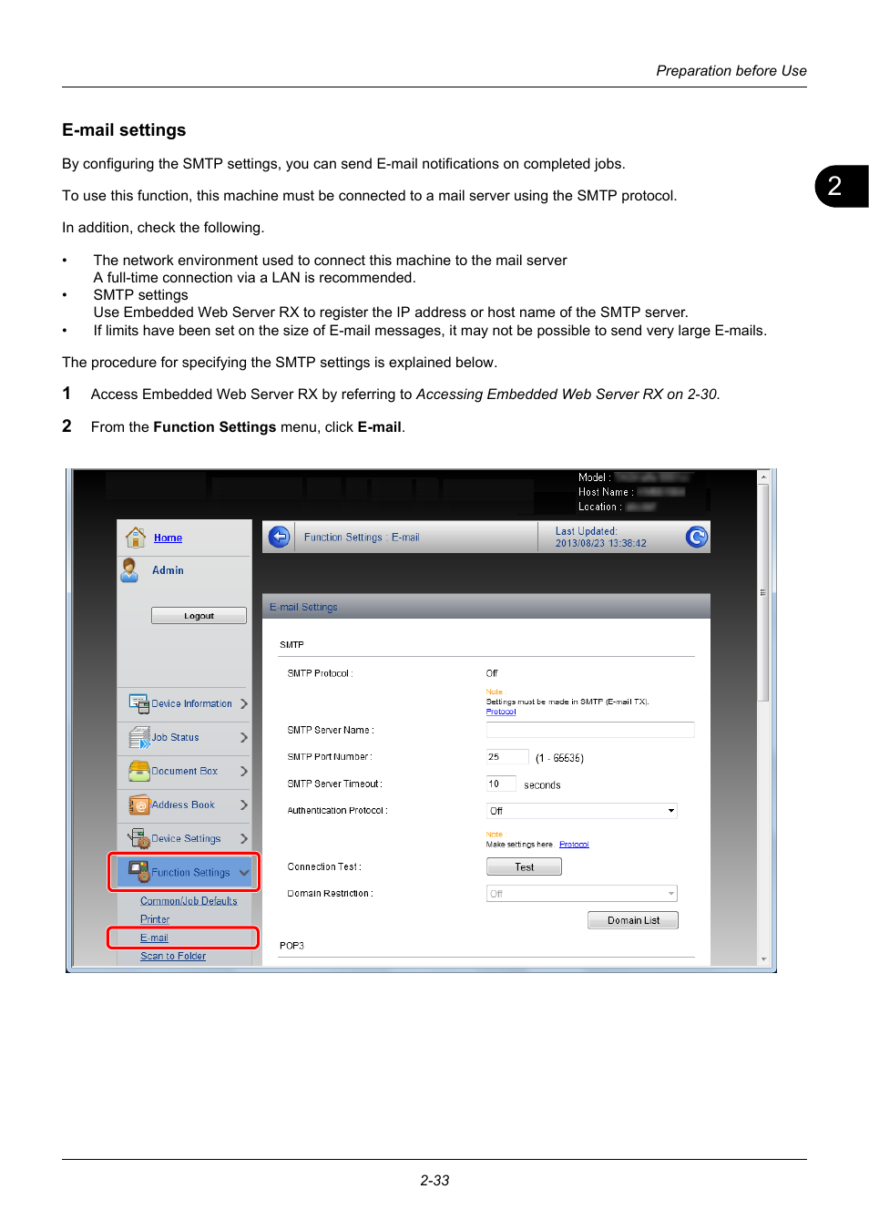E-mail settings | TA Triumph-Adler P-3020 MFP User Manual | Page 67 / 481
