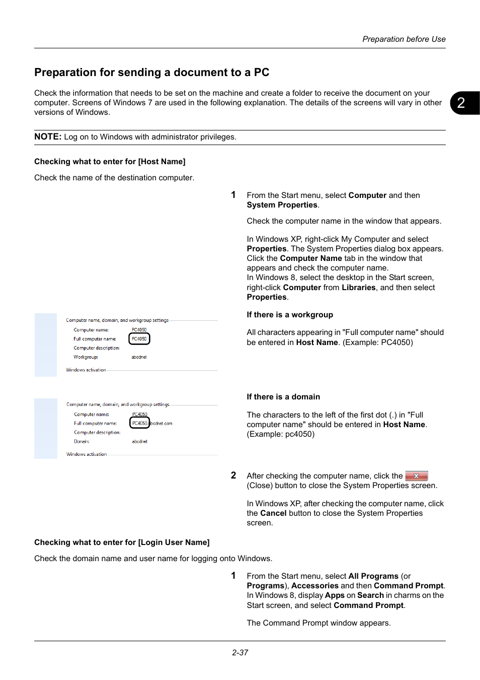 Preparation for sending a document to a pc, Preparation for sending a document to a pc -37 | TA Triumph-Adler P-3020 MFP User Manual | Page 71 / 481