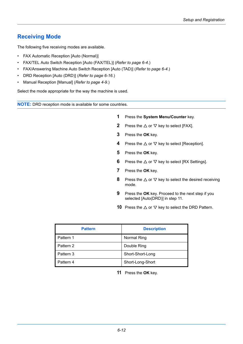 Receiving mode, Receiving mode -12 | TA Triumph-Adler P-3525 MFP User Manual | Page 124 / 185