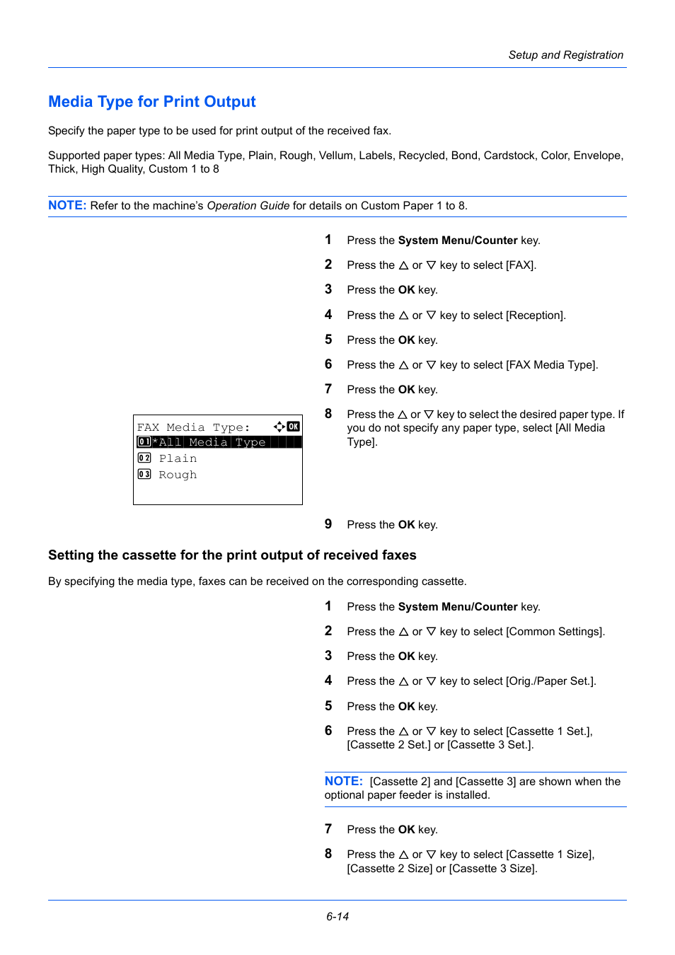 Media type for print output, Media type for print output -14 | TA Triumph-Adler P-3525 MFP User Manual | Page 126 / 185