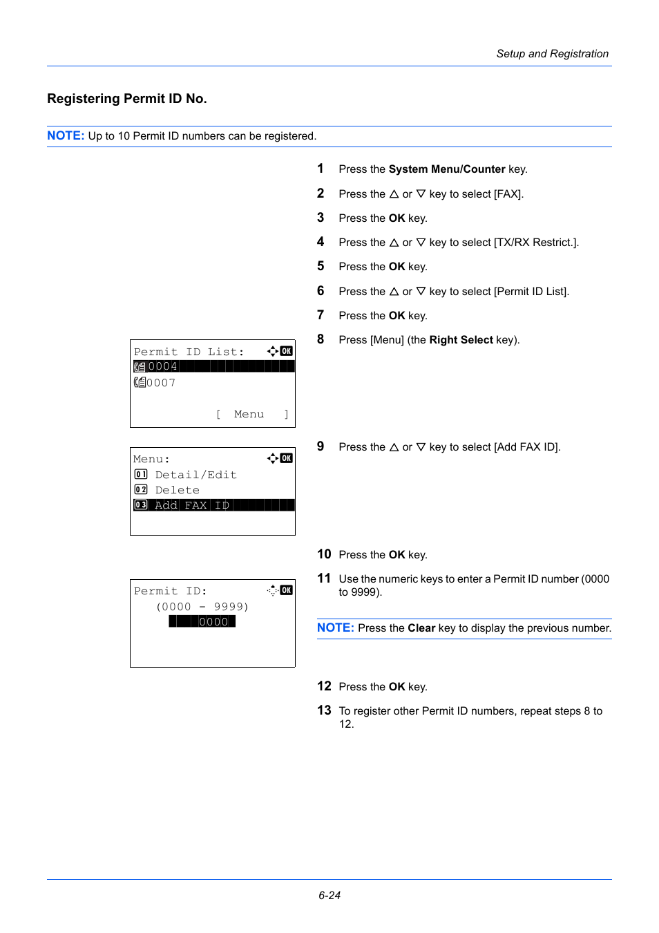 Registering permit id no | TA Triumph-Adler P-3525 MFP User Manual | Page 136 / 185