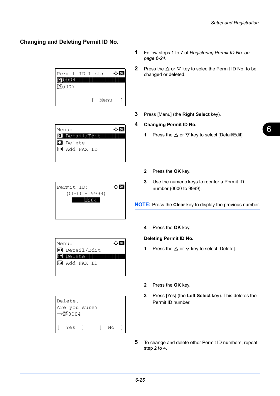 Changing and deleting permit id no | TA Triumph-Adler P-3525 MFP User Manual | Page 137 / 185