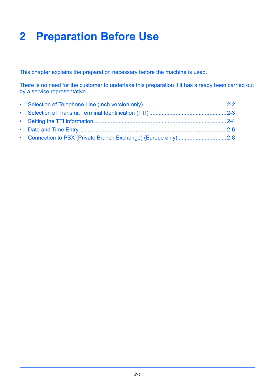 2 preparation before use, Preparation before use, Chapter 2 - preparation before use | TA Triumph-Adler P-3525 MFP User Manual | Page 21 / 185