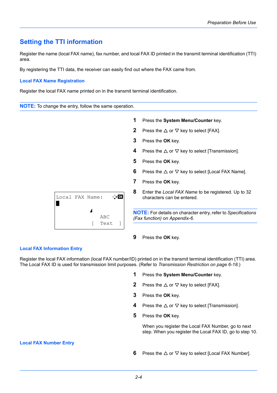 Setting the tti information, Setting the tti information -4 | TA Triumph-Adler P-3525 MFP User Manual | Page 24 / 185