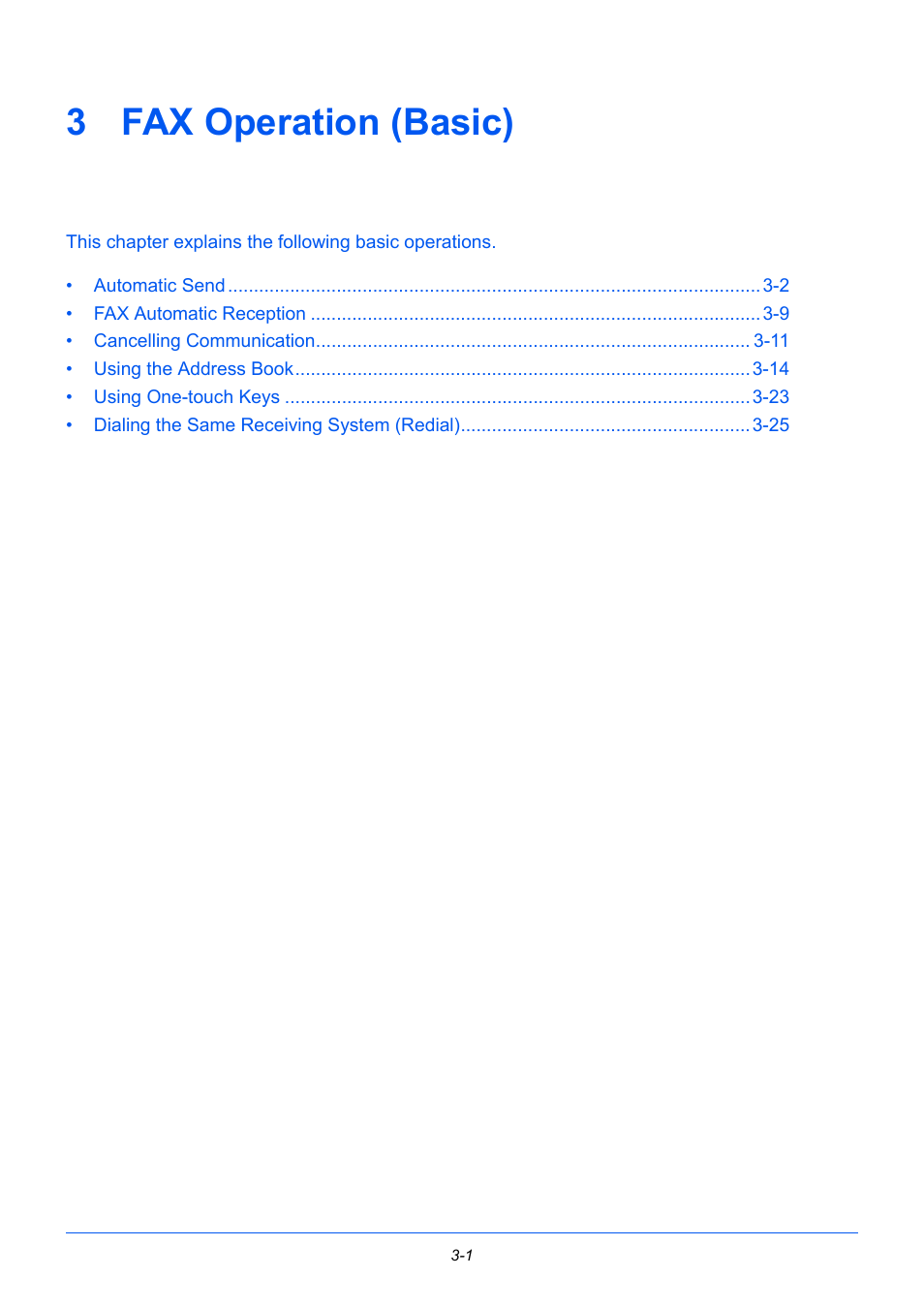 3 fax operation (basic), Fax operation (basic), Chapter 3 - fax operation (basic) | TA Triumph-Adler P-3525 MFP User Manual | Page 29 / 185