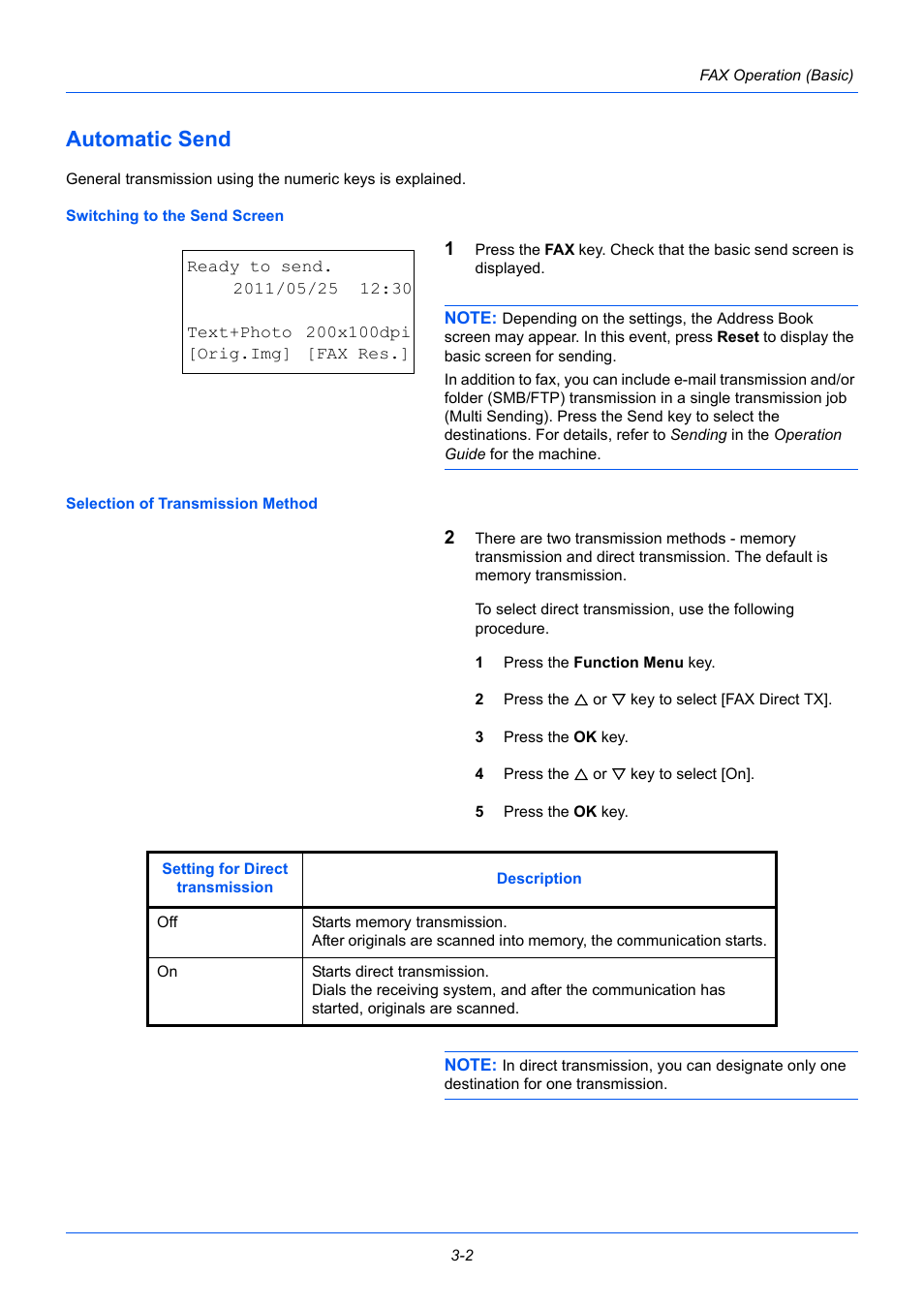 Automatic send, Automatic send -2 | TA Triumph-Adler P-3525 MFP User Manual | Page 30 / 185