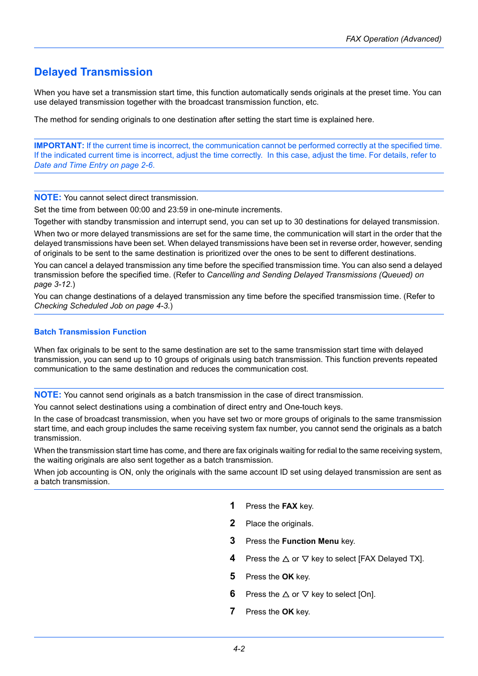 Delayed transmission, Delayed transmission -2 | TA Triumph-Adler P-3525 MFP User Manual | Page 56 / 185