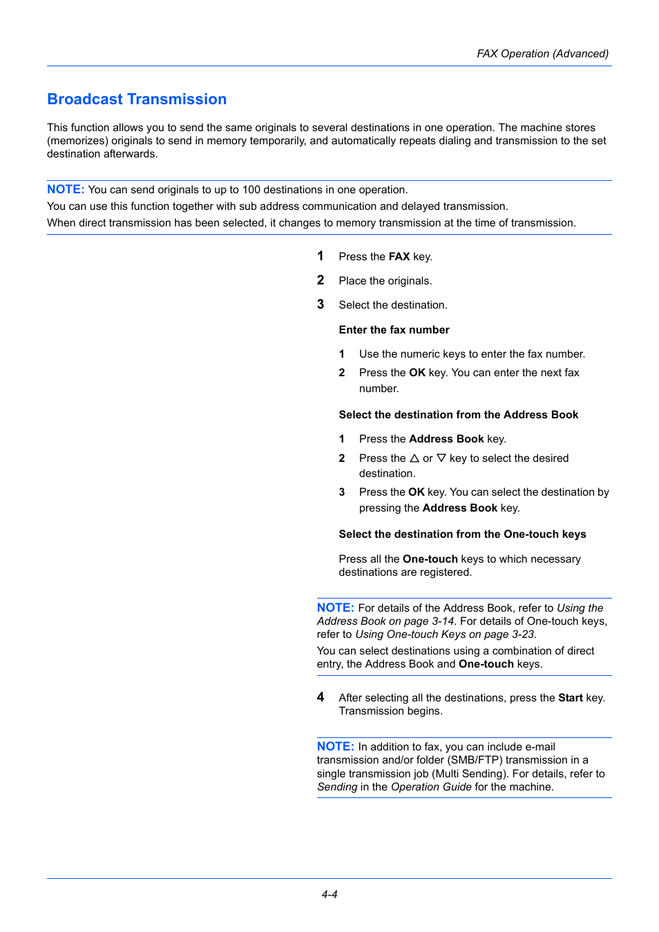 Broadcast transmission, Broadcast transmission -4 | TA Triumph-Adler P-3525 MFP User Manual | Page 58 / 185