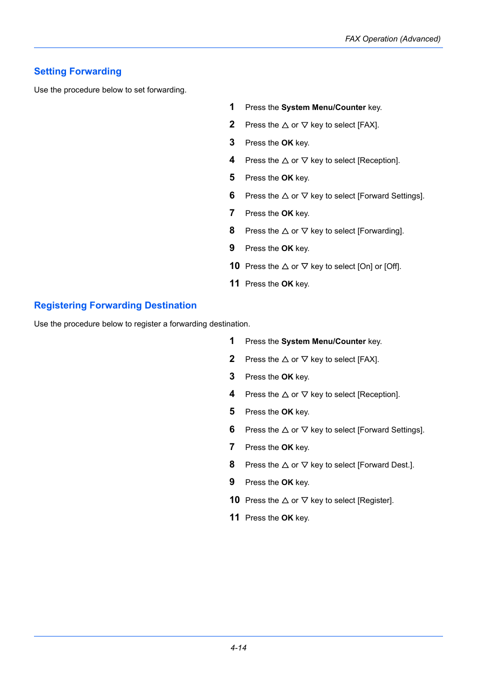 Setting forwarding, Registering forwarding destination | TA Triumph-Adler P-3525 MFP User Manual | Page 68 / 185