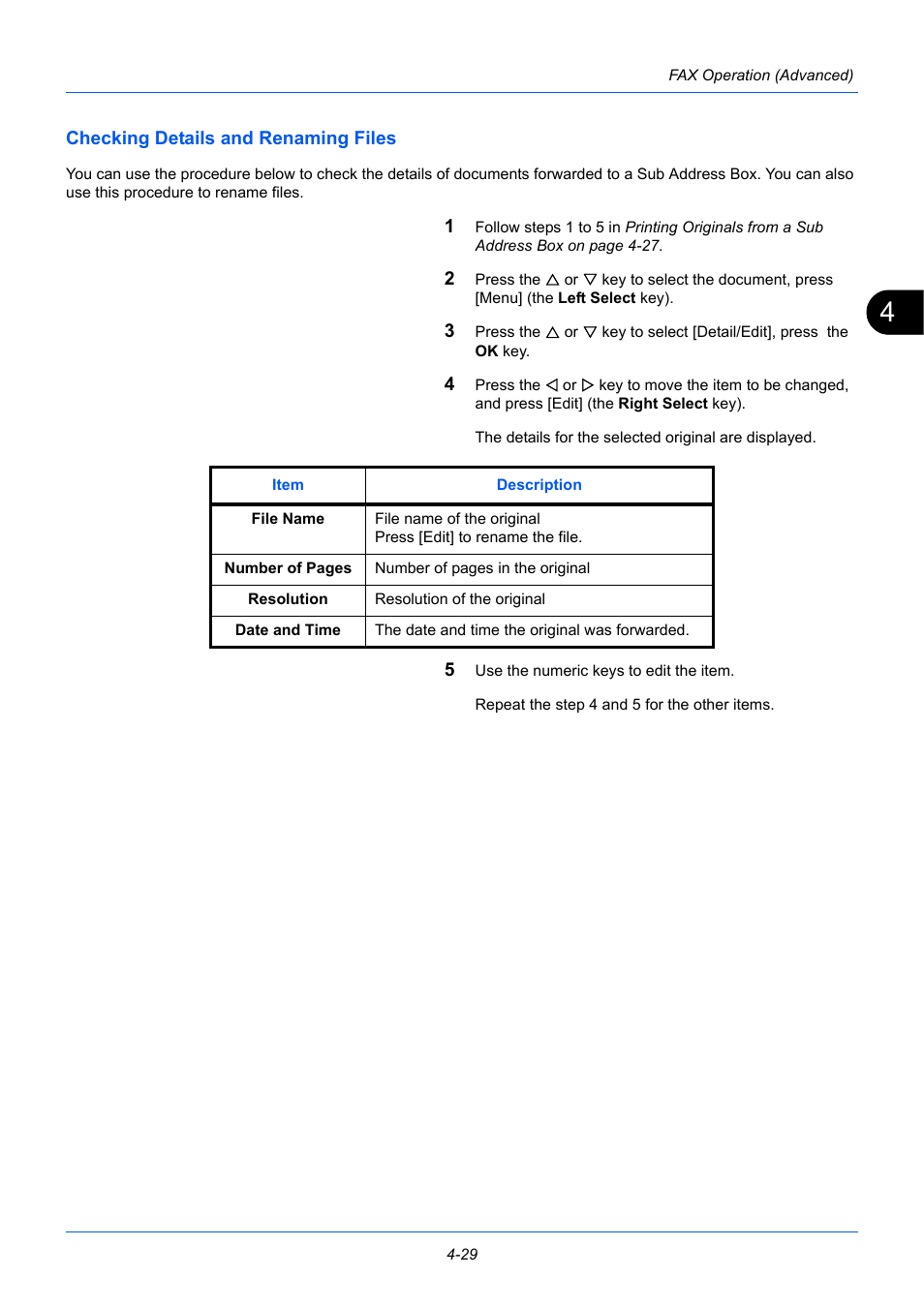 Checking details and renaming files | TA Triumph-Adler P-3525 MFP User Manual | Page 83 / 185