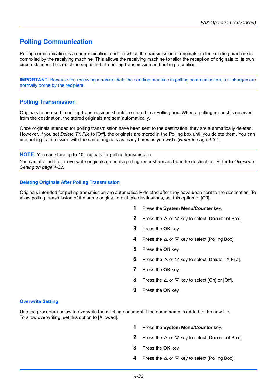 Polling communication, Polling transmission, Polling communication -32 | TA Triumph-Adler P-3525 MFP User Manual | Page 86 / 185