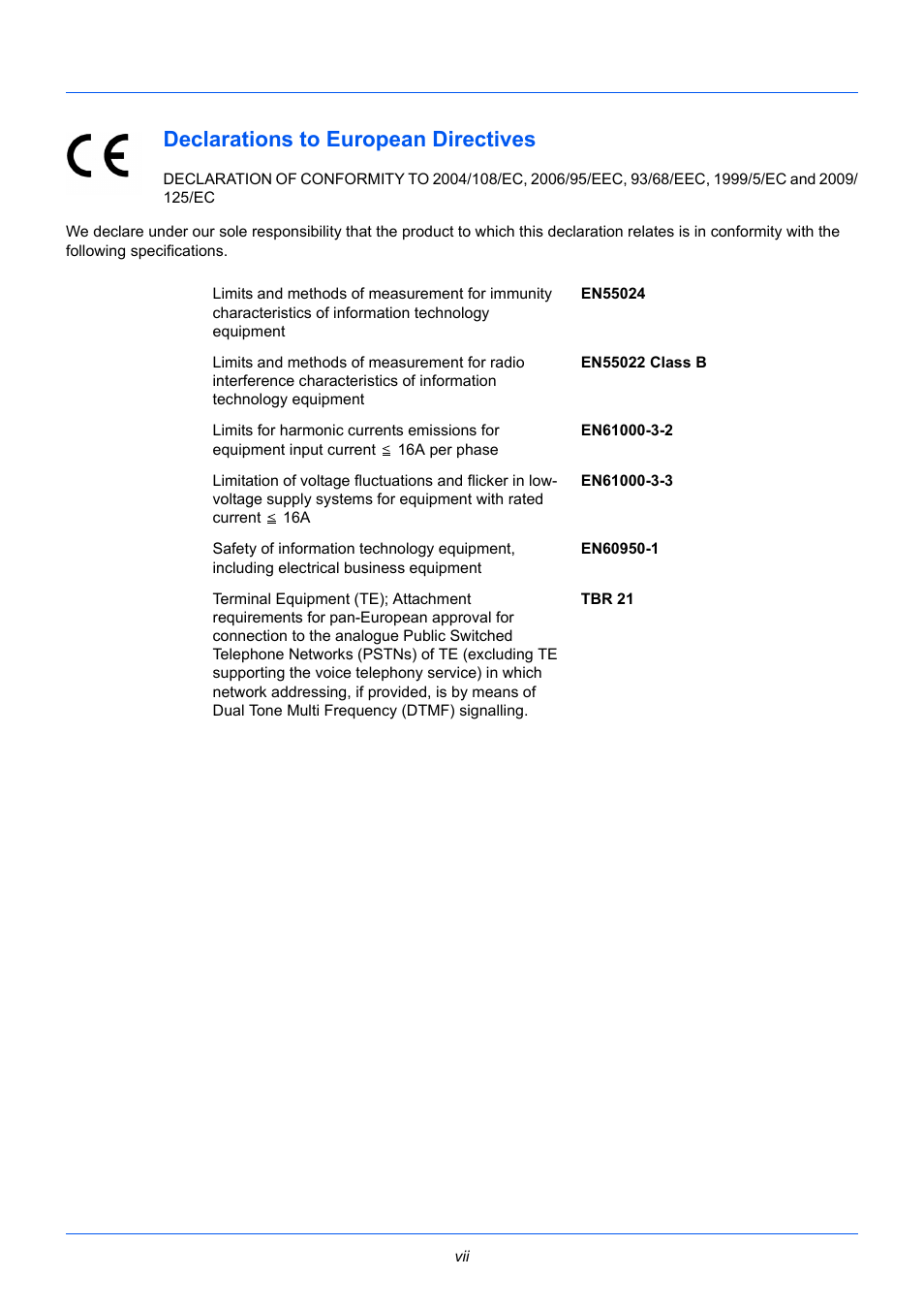 Declarations to european directives | TA Triumph-Adler P-3525 MFP User Manual | Page 9 / 185