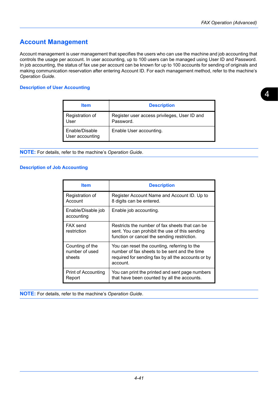 Account management, Account management -41 | TA Triumph-Adler P-3525 MFP User Manual | Page 95 / 185