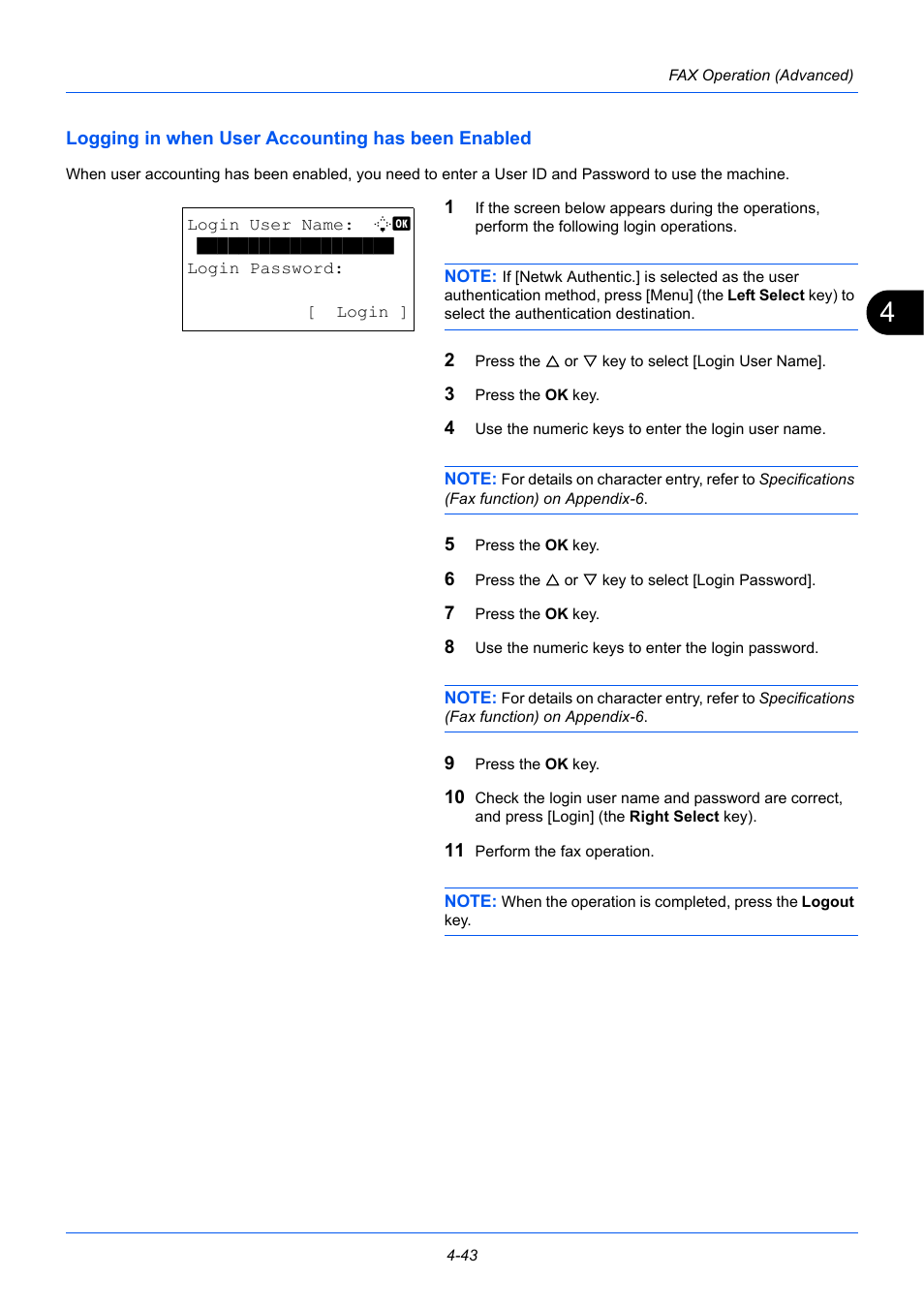 Logging in when user accounting has been enabled | TA Triumph-Adler P-3525 MFP User Manual | Page 97 / 185