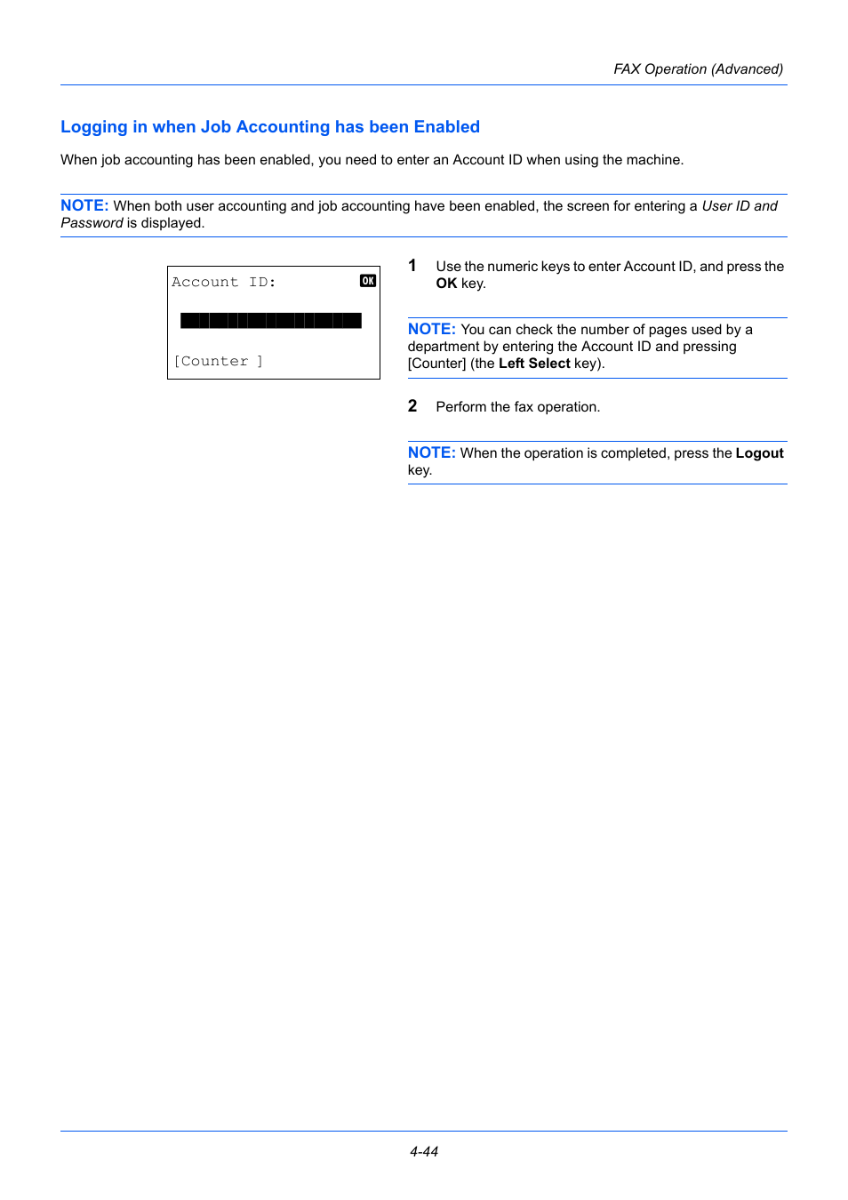 Logging in when job accounting has been enabled | TA Triumph-Adler P-3525 MFP User Manual | Page 98 / 185