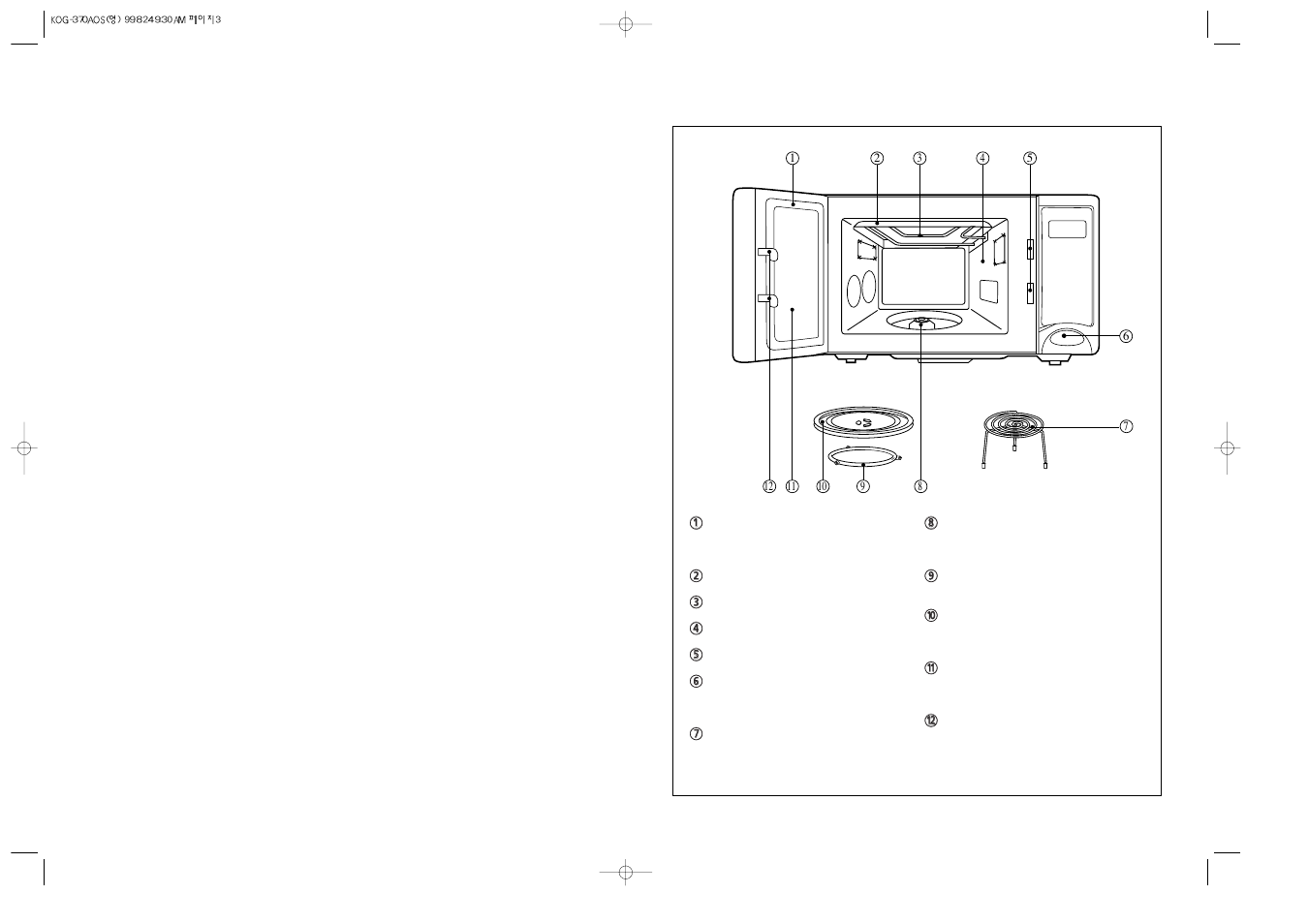 Important safety instructions, Save these instructions, Features diagram | Daewoo KOG-370A User Manual | Page 4 / 10