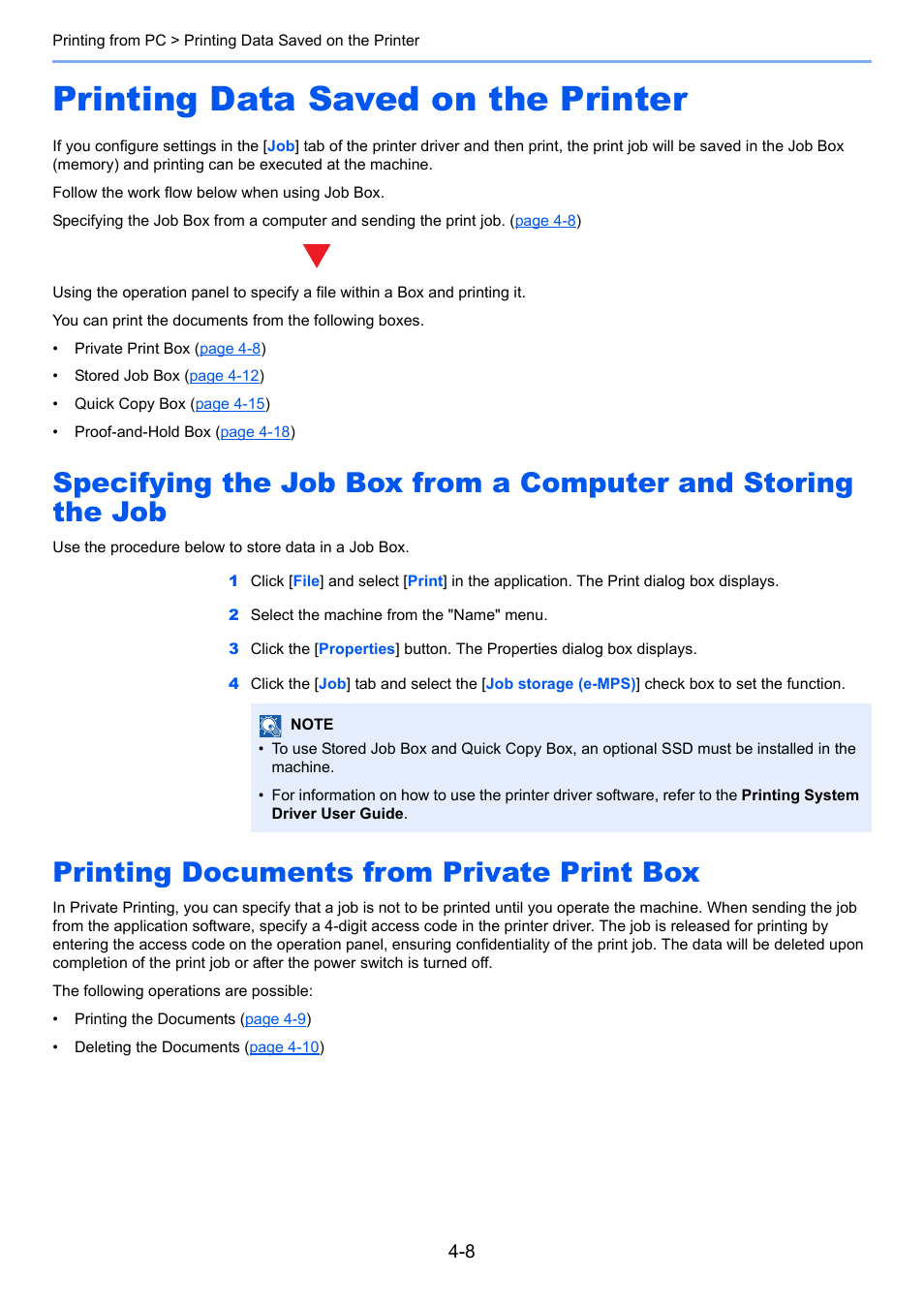 Printing data saved on the printer, Printing documents from private print box, Printing data saved on the printer -8 | Private | TA Triumph-Adler P-4030 MFP User Manual | Page 146 / 397