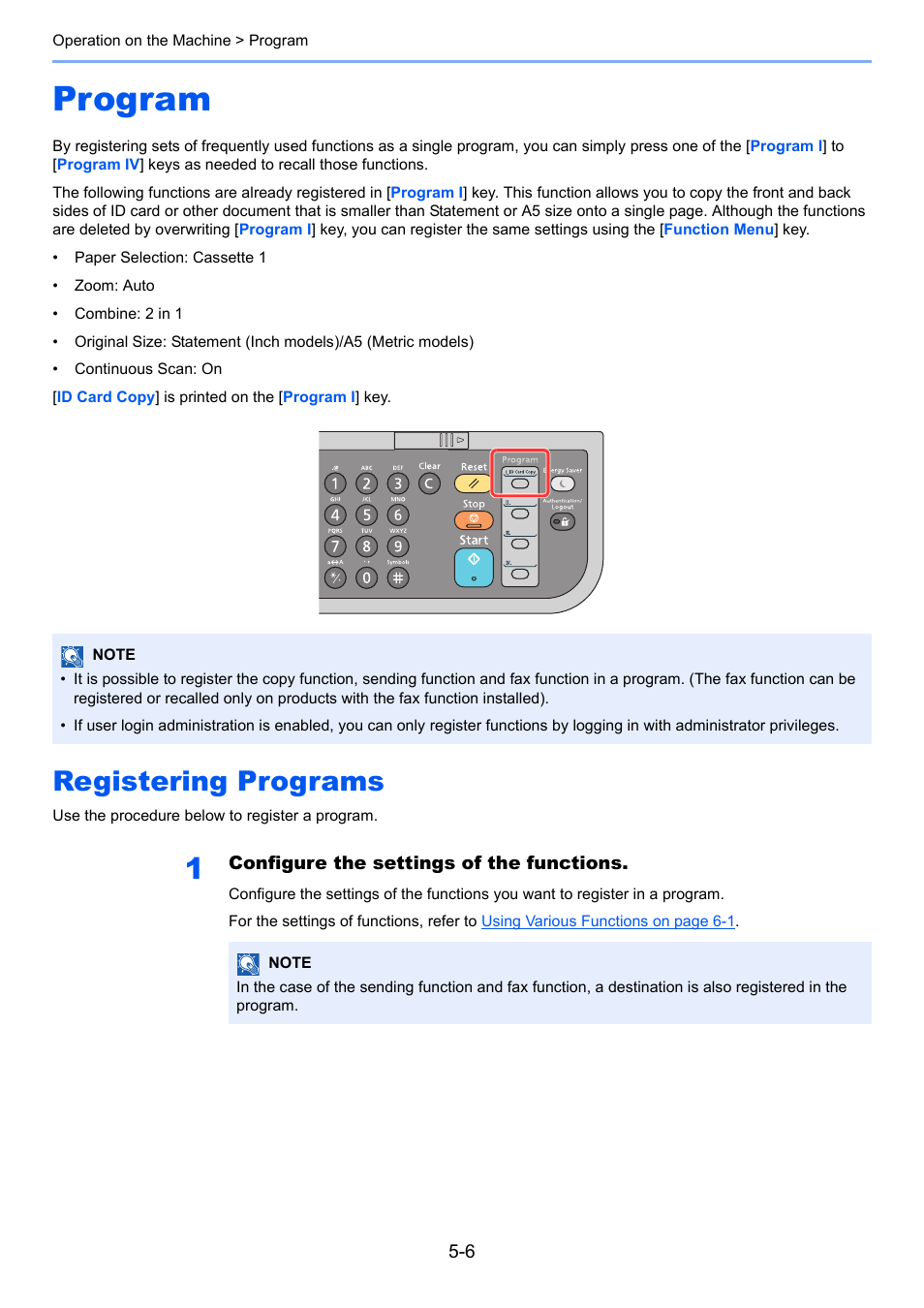 Program, Registering programs, Program -6 | Registering programs -6 | TA Triumph-Adler P-4030 MFP User Manual | Page 164 / 397