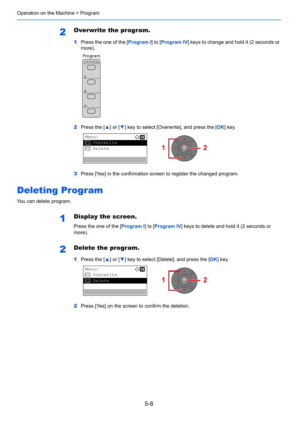 Deleting program, Deleting program -8 | TA Triumph-Adler P-4030 MFP User Manual | Page 166 / 397