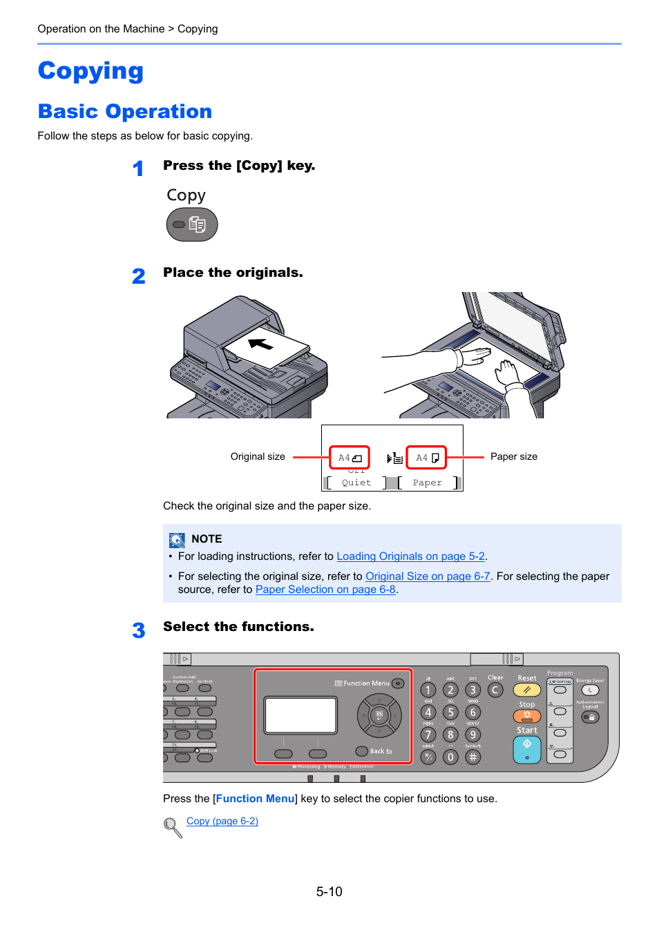 Copying, Basic operation, Copying -10 | Basic operation -10 | TA Triumph-Adler P-4030 MFP User Manual | Page 168 / 397