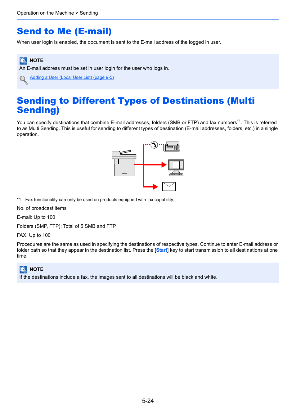 Send to me (e-mail), R to, Sending to different types of destinations (multi | TA Triumph-Adler P-4030 MFP User Manual | Page 182 / 397