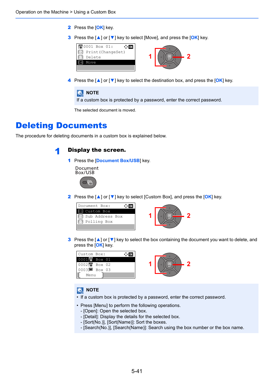 Deleting documents, Deleting documents -41, Display the screen | TA Triumph-Adler P-4030 MFP User Manual | Page 199 / 397
