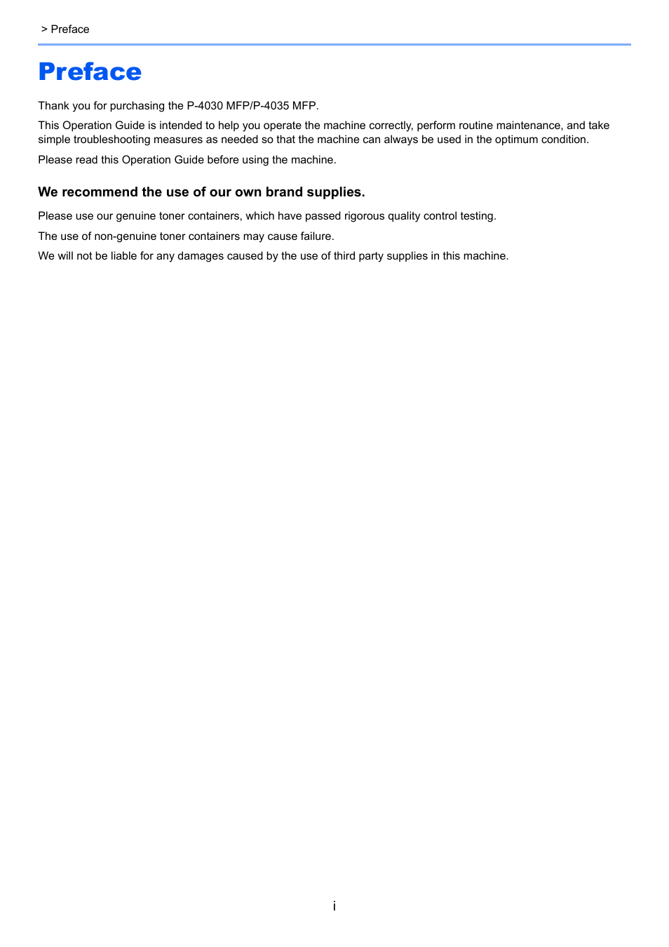 Preface | TA Triumph-Adler P-4030 MFP User Manual | Page 2 / 397