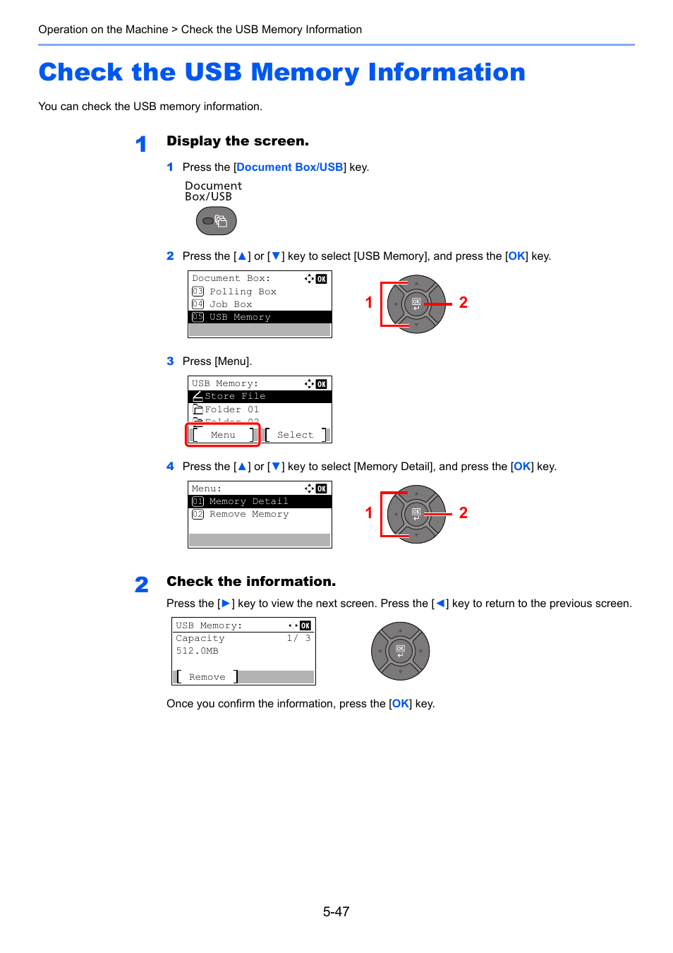 Check the usb memory information, Check the usb memory information -47 | TA Triumph-Adler P-4030 MFP User Manual | Page 205 / 397