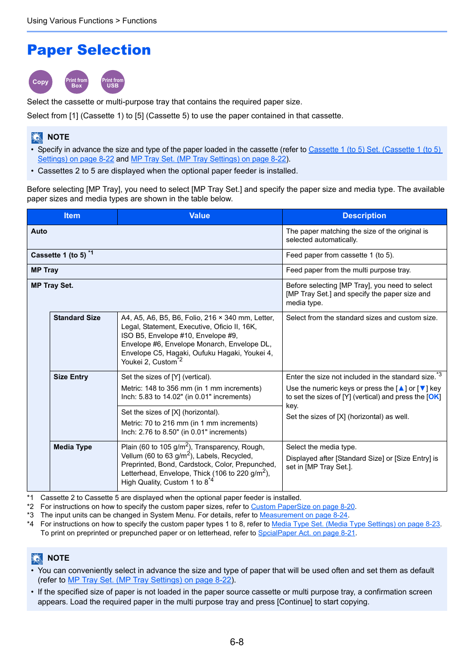 Paper selection, Paper selection -8 | TA Triumph-Adler P-4030 MFP User Manual | Page 214 / 397