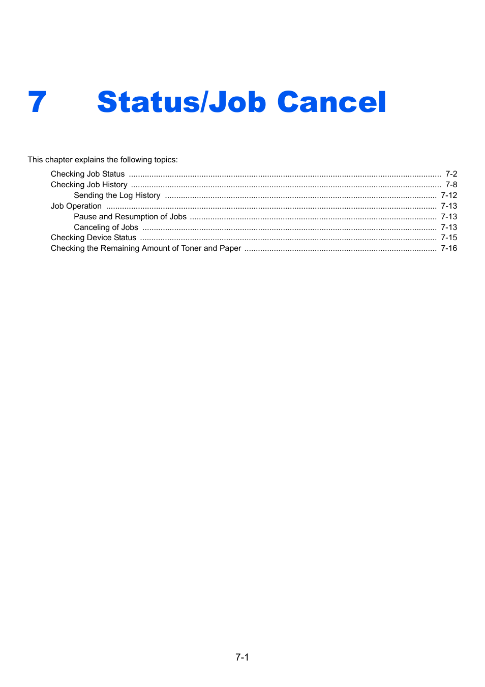 7 status/job cancel, Status/job cancel -1, Status/job cancel | 7status/job cancel | TA Triumph-Adler P-4030 MFP User Manual | Page 234 / 397