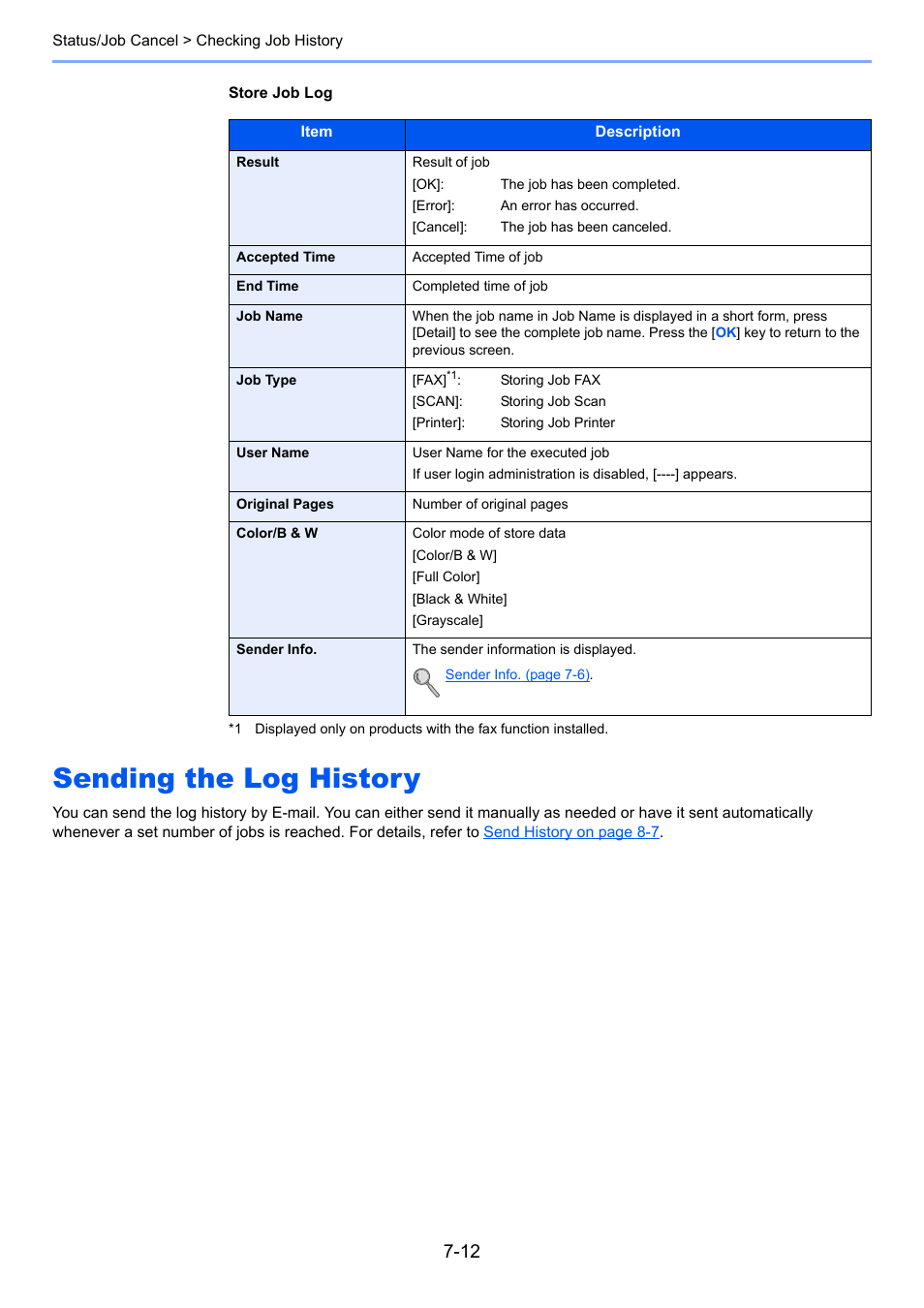 Sending the log history, Sending the log history -12 | TA Triumph-Adler P-4030 MFP User Manual | Page 245 / 397