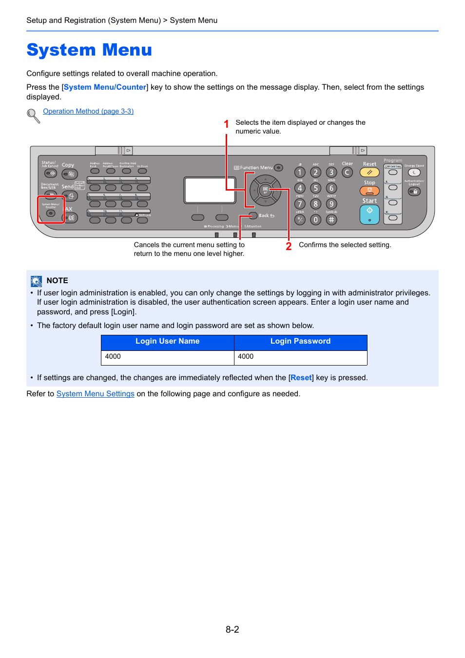 System menu, System menu -2 | TA Triumph-Adler P-4030 MFP User Manual | Page 251 / 397