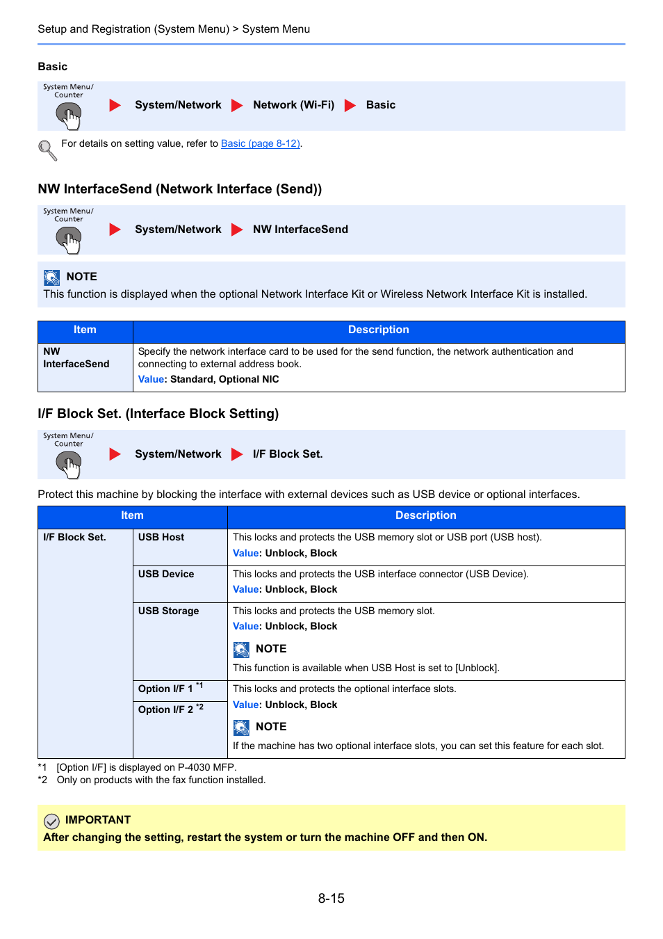 Basic, Usb device | TA Triumph-Adler P-4030 MFP User Manual | Page 264 / 397