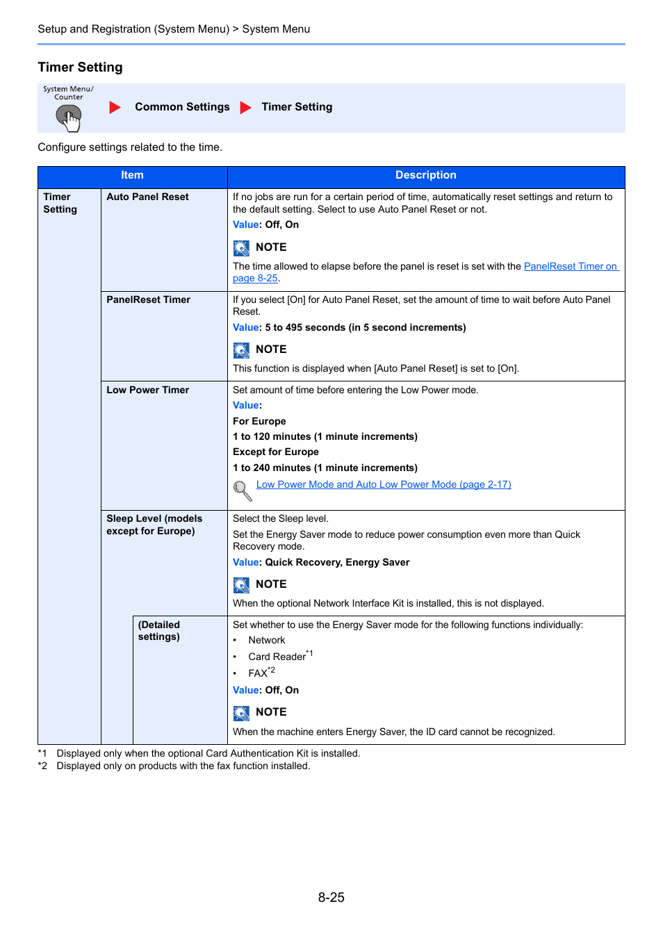 Timer setting | TA Triumph-Adler P-4030 MFP User Manual | Page 274 / 397