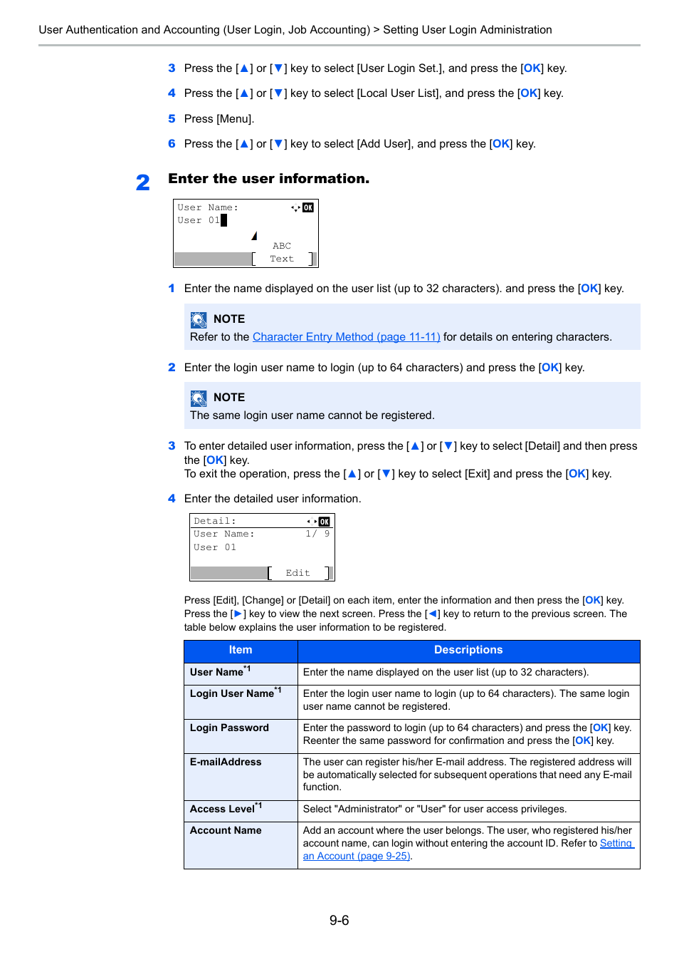 Enter the user information | TA Triumph-Adler P-4030 MFP User Manual | Page 293 / 397